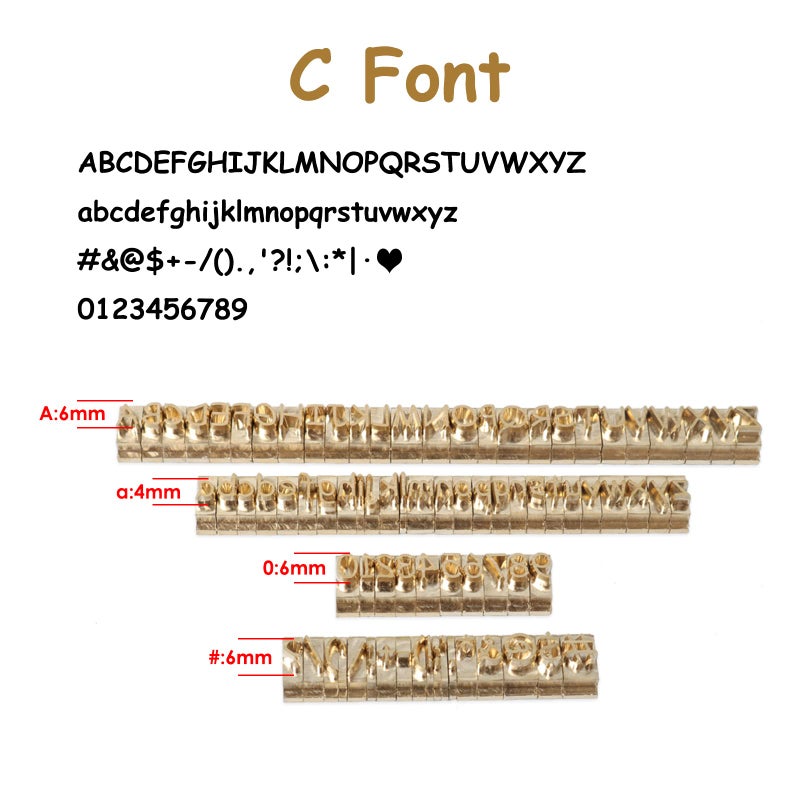 ZONEPACK Copper Brass Stamping Flexible Letters Numbers Alphabets Symbols Characters Molds CNC Engraving Molds for Hot Foil Stamping Machine (85pcs C Font) - Image 3